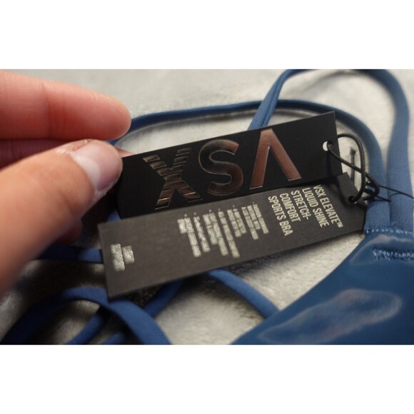 NWT VSX Womens Liquid Shine Stretch Comfort Sports Bra EJ3 Midnight Blue Sea S/P - Picture 4 of 5